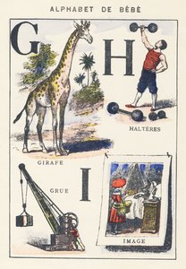 GHI: girafa, guindaste, halteres, imagem de Unknown artist