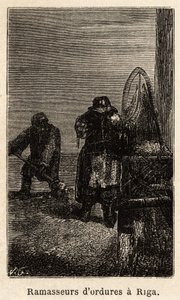 Apanhadores de lixo em Riga. Desenho de Henriet, para ilustrar a sua viagem às províncias bálticas russas em 1851-54. Gravura em "Le tour du monde", editado por Edouard Charton de Unknown artist