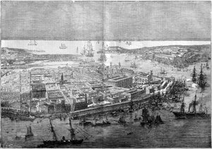 Vista geral de Havana em 1862 - aparelho da divisão francesa comandada pelo Contra-Almirante Jurien de la Graviere. de Unknown artist