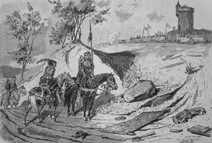 Guerra dos Camponeses Alemães (1524-1526): Carruagens de agricultores em Koenigshofen, Alemanha de Unknown artist