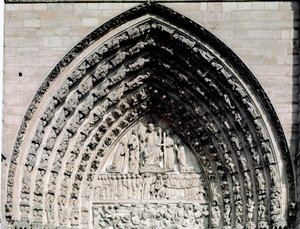 Arte Gótica: detalhe do portal central da Catedral de Notre Dame de Paris de Unknown artist