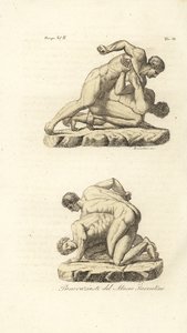 Atletas gregos competindo na arte marcial de Pankration de Unknown artist