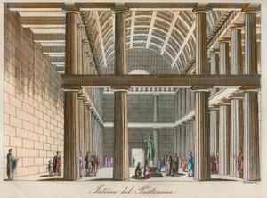 Civilização grega - Reconstrução ideal do Partenon em Atenas - gravura de "Uses and Customs of All the Peoples of the Universe". Ou seja, a História do Governo, Leis, Milícias e Religião de todas as Nações desde os tempos mais remotos até o dia de hoje. de Unknown artist