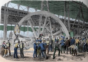 Greve du Creusot. Um conciliável de trabalhadores nas oficinas, no momento do pagamento. Século XIX. de Unknown artist