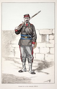 Os Guardiães da Paz se mobilizam (1870-1871). Gravura colorida, para ilustração do livro "Histoire du corps des gardiens de la paix" publicado sob os auspícios de Louis Lepine (1846-1933) prefet de police de la Seine, de Alfred Rey (1864-?) e Lo de Unknown artist