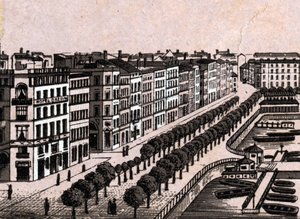 Hamburgo, Alemanha: vista da antiga Jungfernstieg (antiga Jungfernstieg em Hamburgo). em "O mundo ilustra 168 vistas" Sem data (final do século XIX) de Unknown artist