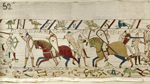 Aqui estão os irmãos de Harold: Gyrth e Leofwine, Bayeux Tapestry de Unknown artist