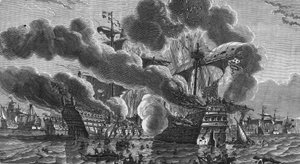 Herve Primoguet queimou a nave almirante da Inglaterra em 10 de agosto de Unknown artist
