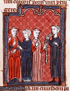História do Direito Canónico: "Mulher condenada ao cinto de castidade" Miniatura tirada do "Decret de Gratien" ("Concordia discordantium canonum" ou "Decretum Gratiani") datada de 1140 e que regula as leis e os cânones da Igreja Católica Romana. 13º. de Unknown artist