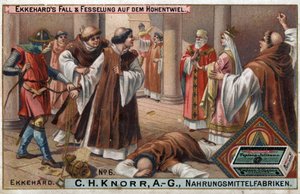 História de Ekkehard IV de St. Gallen (St. Gallen) ou Eckhard, Eckhart (980 -1057) erudit, e poeta latino. A queda de Ekkehard e seus reis em Hohentwiel. de Unknown artist
