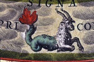 Horóscopo: signo do zodíaco, Capricórnio. Gravura do século XVI. de Unknown artist