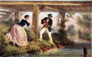 Caça ao lúcio na Inglaterra. Gravura do século XIX. Gien, museu da caça. de Unknown artist