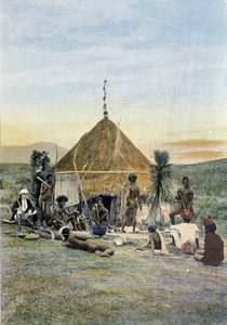 Ilustração de um campo telegráfico perto de Uarai, na Nova Caledônia. de Unknown artist