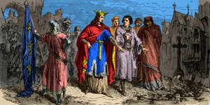 Em 1186 Philippe Auguste (1165-1223) ordenou a pavimentação das ruas de Paris, gravando o século XIX. de Unknown artist