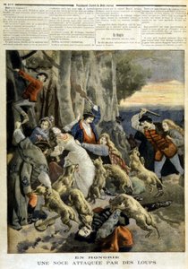 Na Hungria: um casamento atacado por lobos - no "Le Petity Journal" de 23/12/1894 de Unknown artist