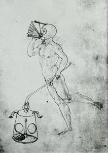 Em um volume de Francesco di Giorgio aparece este desenho retratando um fole para respirar debaixo d