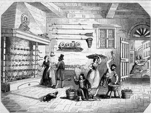 Dentro de uma fábrica de enguias marinhas em Comacchio, Itália. de Unknown artist