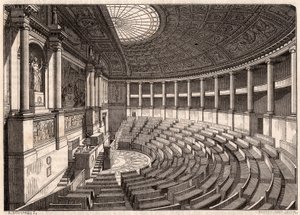 Vista interna da Câmara dos Deputados (Assembleia Nacional), anteriormente chamada Palais Bourbon, Paris, França de Unknown