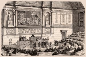 Vista interna da Assembleia Nacional em uma sessão da Câmara dos Deputados, Paris, França de Unknown