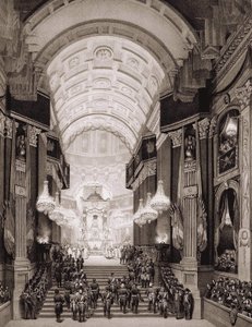 Interior da Igreja dos Inválidos durante a Cerimônia Religiosa de 15-12-1840. (Transferência das cinzas de Napoleão I para os Inválidos) de Unknown artist