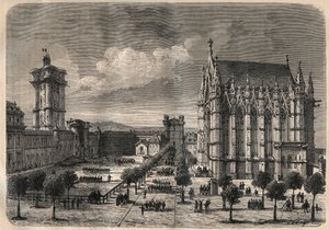 Vista interior do castelo de Vincennes no século XIX - gravura de 1875 de Unknown artist