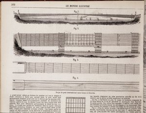 Projecto de ponte internacional sobre o Canal entre Calais e Dover - em "O Mundo Ilustrado" de 16/11/1867 de Unknown artist