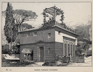 Casa romana italiana - gravura de 1889 em "Histoire de habitation humaine à l