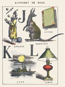 JKL: malabarista, canguru, livro, lua, lâmpada de Unknown artist