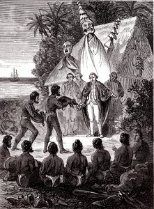 James Cook com os nativos da Ilha Sandwich de Unknown artist