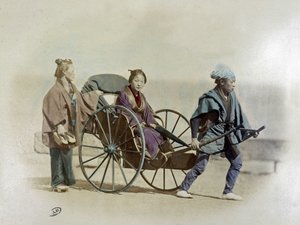 riquixá japonês, por volta de 1900 de Unknown artist