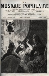 Jean de La Fontaine (Lafontaine) na estreia da ópera "Astree" de Pascal Collasse (Colasse) (1649-1709) - gravura no semanário "La musique populaire" - 1882 de Unknown artist