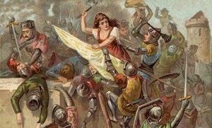Jeanne Laisne dit Jeanne Hachette (nascida em 1454), figura da resistência francesa contra Carlos o Temerário durante o cerco da cidade de Beauvais de Unknown artist