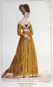 Jeanne de Bourbon (1338-1378). Rainha de França de 1364 a 1378. Gravura a partir de 1830. de Unknown artist