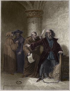 Jerônimo de Praga recusando-se a abjurar - Jerônimo de Praga (1379-1416) reformador da igreja, recusando-se a se retratar - Gravação em "Destinos Populares, ou História dos Atos Heróicos do Povo e sua Influência na Ciência, Artes, Indústria e Agricultura"  de Unknown artist