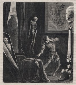 John Chatel (Chastel) (1575-1594) preso pelos jesuítas na câmara de meditação - antes da sua tentativa de assassinato do rei Henrique IV de França, em 27 de dezembro de 1594. Gravura de 1879 no "Histoire des societes secretes, politiques et religieuses" de de Unknown artist