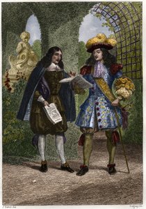 João Batista (Jean-Baptiste) Colbert (1619-1683) com Luís XIV, Rei da França e Navarra (1638-1715). Gravura do século XIX. Coleção particular. de Unknown artist