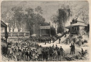 Viagem de Napoleão III (1808-1883) e da Impressora Eugenie de Montijo (1826-1920) a Rouen: distribuição de prêmios no concurso agrícola. Gravura em "L