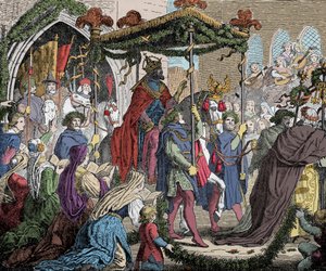 Carlos IV entra em Avignon em 1365 - Carlos IV do Luxemburgo (1316-1378), Imperador dos Romanos entrou em Avignon em 1365 - de Unknown artist