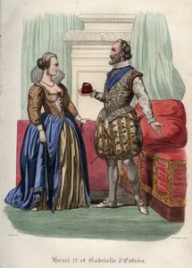 Rei Henrique IV (Henrique IV) da França (1553-1610) e sua amante Gabrielle d