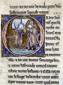 Rei Modreius. Manuscrito: Conquista do Saint Gréal, escrito 717 anos após a paixão do nosso senhor. Bibliotheque municipale de Rennes, ms. 255 (Coleção de romances da Távola Redonda); Paris de Unknown artist
