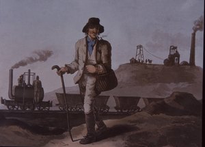 Trabalhador, início da revolução industrial, início do século XIX (cor litho) de Unknown artist