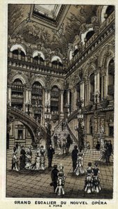 Grande escadaria da nova Ópera (Opera Garnier) em Paris. de Unknown artist