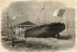 Lançamento da corveta portuguesa "Sagres" em Limehouse (Londres). Gravação no "The Illustrated London News" de 5 de Junho de Unknown artist