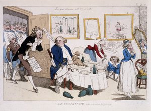 Le gourmand (refeição de Luís XVI e Maria Antonieta durante o voo para Varennes) - no "Musée de la caricature" (Museu da Caricatura) de Unknown artist