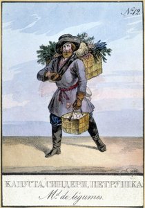Comerciante de legumes na Rússia no século XIX. de Unknown artist