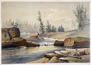 Les chutes de papineau - em "Sketches on the nipisaguit a river of New Brunswick in America" por William Hickman, ed. Halifax de Unknown artist