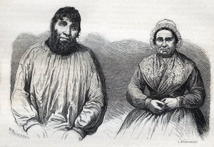 Les epoux Dumollard (Martin Dumollard (1810-1862) e sua esposa cúmplice Marie Anne (Marie-Anne) Martinet (1814-1875) Gravura do século XIX de Unknown artist