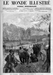 Os pescadores da manhã na eclusa da Monnaie em Paris. Gravação em "Le Monde Illustre". de Unknown artist