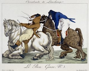 Cavalgada de Longchamps - caricatura, deb. Século XIX de Unknown artist