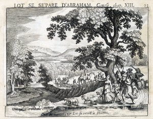 Loth separa de Abraão - Bíblia, gravura de Unknown artist